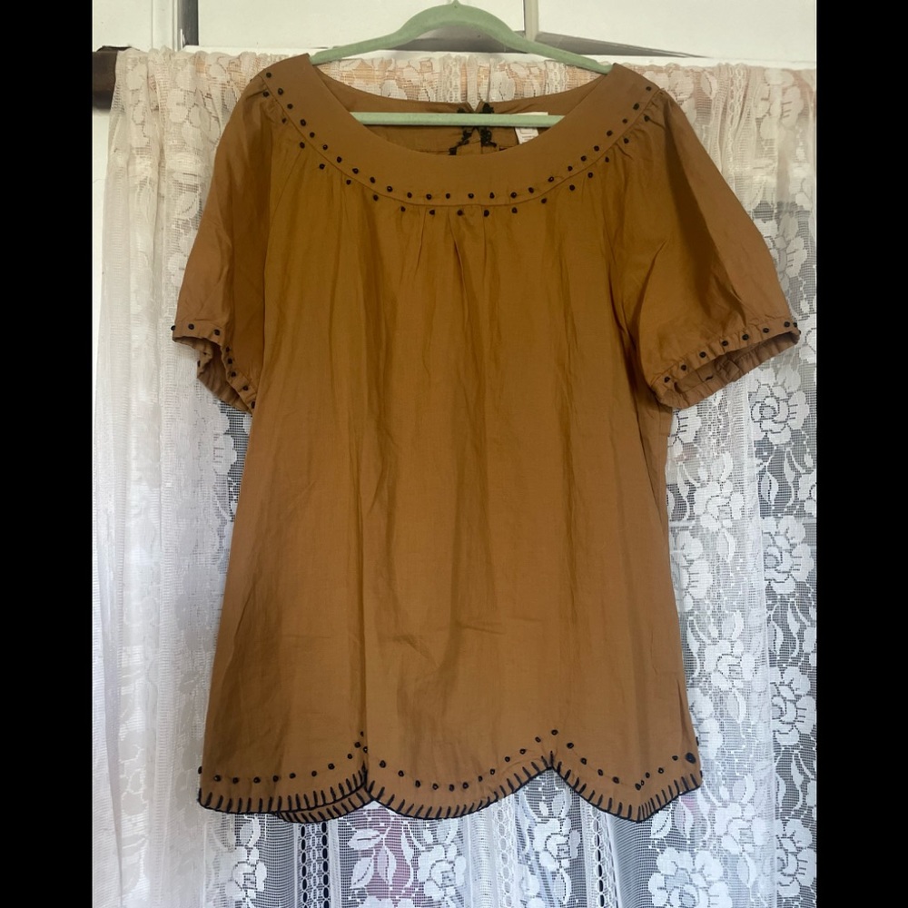J Crew scallop hem peasant blouse